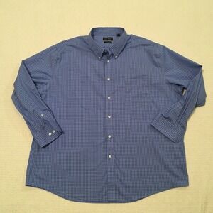 Lauren Ralph Lauren Men's Blue White Check Stretch Regular Fit Dress Shirt 3X